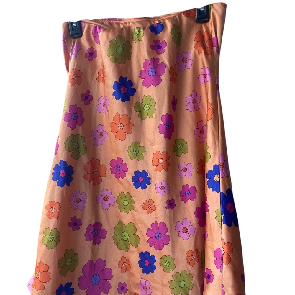 Lizzie McGuire! Strapless Orange Floral Mini Dress - Picture 9 of 11